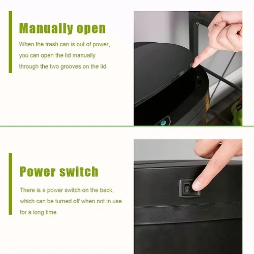 Vista 6 de Bote de basura de acero inoxidable con tapa, sensor automático, abre sin tocarlo, para cocina, baño, dormitorio, oficina, 13 galones (50 L)