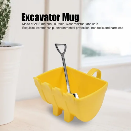 Vista 4 de Pilipane Taza de café excavadora, taza de cubo de excavadora de 11.2 fl oz, taza de café con diseño de excavadora con cuchara de pala, taza de café