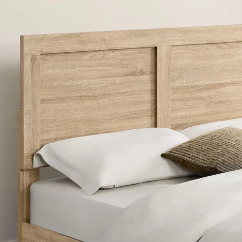 Vista 6 de KISLOT Marco de cama de madera con cabecero y estribo, natural, tamaño King