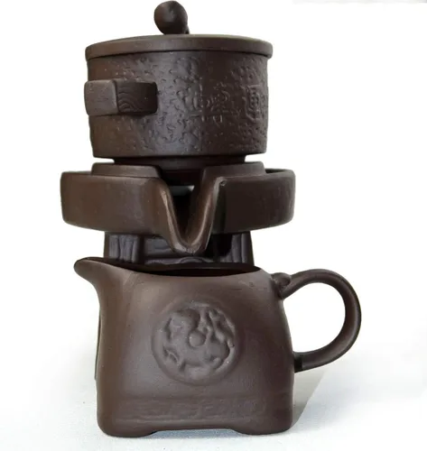 Vista 2 de Tetera 11pcs/set Pot Cup Chinese Gongfu Tea Semi-automático Millstone (negro)
