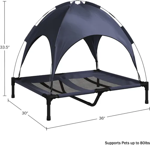 Vista 6 de PETMAKER - Cama elevada portátil tipo catre con toldo para perros/mascotas, de 36 x 30 pulgadas con patas antideslizantes, para interiores