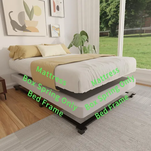 Vista 7 de FMDMR Somier de 4 pulgadas para cama individual - Somier de perfil bajo para cama individual, base de colchón de metal resistente con cubierta