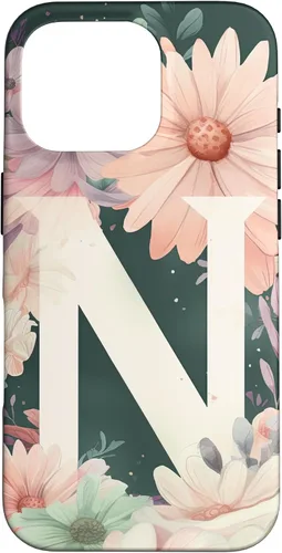 Vista 20 de iPhone 16 Beautiful Daisy Flowers Initial Letter N Monogram Watercolor Case