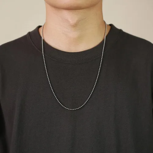 Vista 3 de Collar de Cadena de Etiqueta de Perro VNOX - Cadena de Etiqueta de Perro Militar de Acero Inoxidable para Hombres y Mujeres, Collar de Bola