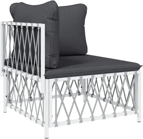 Vista 4 de 3-Piece Patio Lounge Set with Cushions White Steel Outdoor Furniture for Garden Balcony Porch