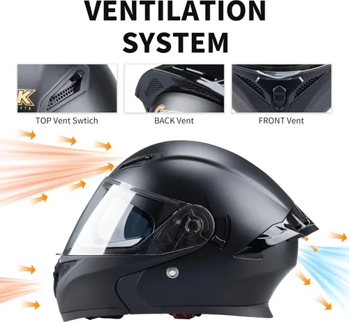 Vista 5 de Casco integral para hombres y mujeres adultos con protector solar ahumado