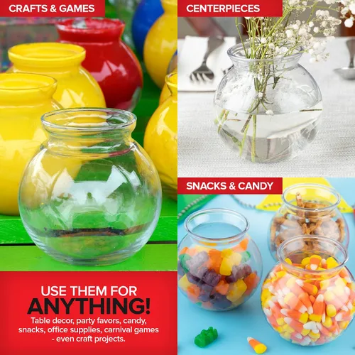 Vista 7 de Cuencos pequeños redondos de plástico para fiestas (paquete de 12) mini tazón transparente de 16 onzas, vasos inastillables para bebidas, centros
