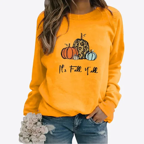 Vista 2 de Ceboyel Its Fall Yall - Sudaderas de manga larga para mujer, cuello redondo, lindas y divertidas prendas