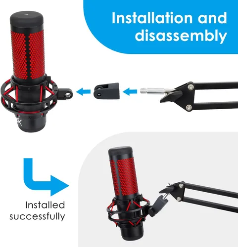 Vista 6 de YOUSHARES HyperX Quadcast Mount Adapter para HyperX Quadcast s Mic – El adaptador de repuesto de brazo brazo HyperX Quadcast obtiene el soporte