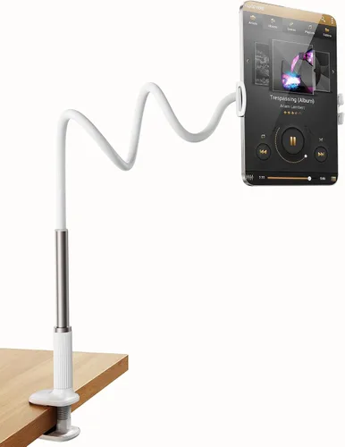 Vista 2 de Soporte para tableta de cuello de cisne para cama, soporte ajustable para tablet para escritorio, soporte de brazo largo flexible para lectura