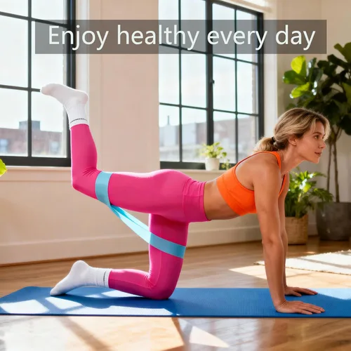 Vista 4 de Bandas de resistencia para entrenamiento, bandas de ejercicio en bucle para fitness en interiores y exteriores, 5 piezas de entrenamiento de fuerza