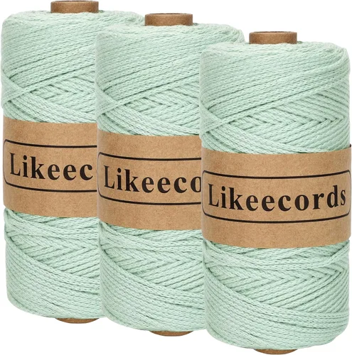 Vista 54 de Likeecords 100% Hilo de Ganchillo de Algodón Cordón de Bolsa de 2mm 170m Cordón de Macramé de 2mm Hilo de Crochet Cuerda de Macramé Regalo para Verde