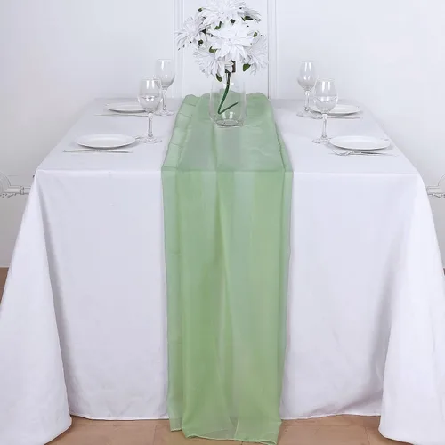 Vista 5 de Tableclothsfactory Camino de mesa de gasa de amatista de 22 x 80 pulgadas para bodas, fiestas, banquetes, decoración, ajuste rectangular y mesa