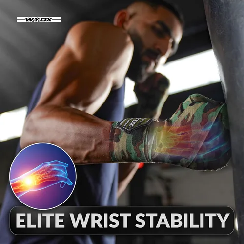 Vista 7 de WYOX Gel Boxing Hand Wraps for Men Women – Elasticated Padded Long Wrist Straps Cotton & Nylon Blend for Muay Thai MMA, Kickboxing, BJJ Combat
