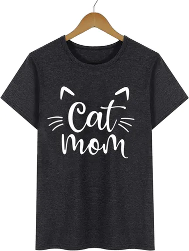 Vista 4 de Camisas de mamá de gato para mujer, camisetas de gato y mamá, regalos para amantes de las mascotas, camisetas divertidas con gráficos de gatos