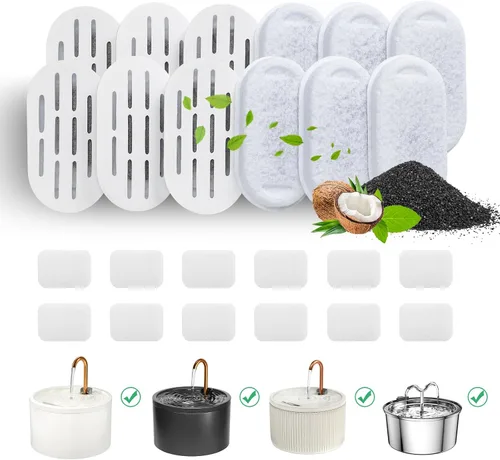 Vista 12 de DOOOB Filtros de fuente de agua para gatos, paquete de 16 filtros de fuente para gatos, filtros de repuesto para fuente de agua de cerámica DOOOB
