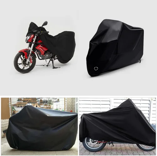 Vista 5 de LIHAO cobertor de motocicleta black, rain cover, UV dust protection, elastic hem, buckle strap, lock holes, moped cover, dirt bike cover