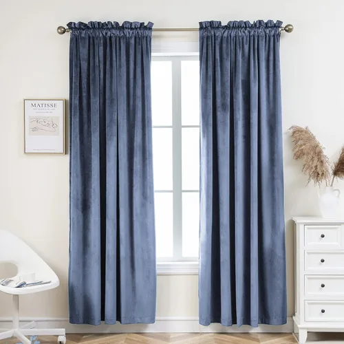 Vista 16 de PLEASANT BOULEVARD Cortinas de terciopelo [2 paneles] elegantes para sala de estar, dormitorio, cuarto de bebé, cortinas para oscurecer la Beige