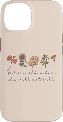Vista 4 de God is Within Her She Will Not Fall Psalms 46:5 Boho Flowers Case for iPhone 17