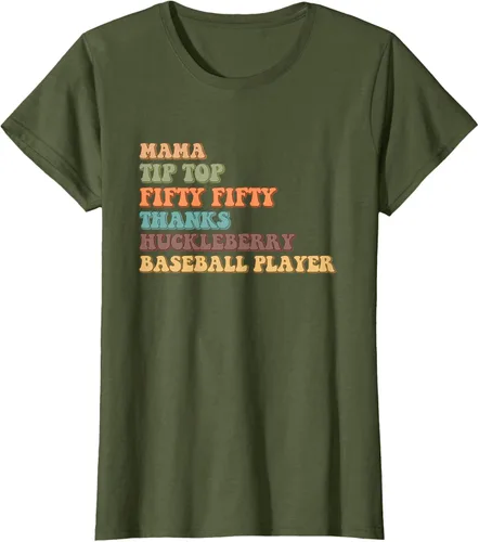 Vista 51 de Mama Tip-Top Fifty Fifty Thanks Huckleberry - Camiseta de béisbol, Negro