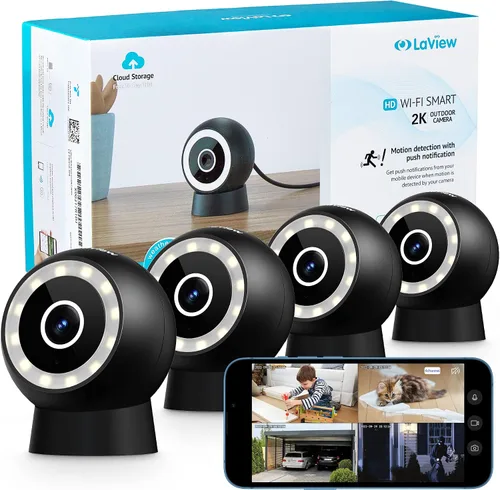 Vista 14 de LaView Cámaras de seguridad 4K de 8MP con cable para exteriores e interiores, IP65, Sensor Starlight y visión nocturna de 100 pies, detección