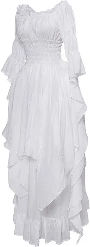 Vista 2 de ZEFOTIM Vestido renacentista para mujer vintage medieval sexy disfraz gótico fiesta cosplay vestido de cóctel