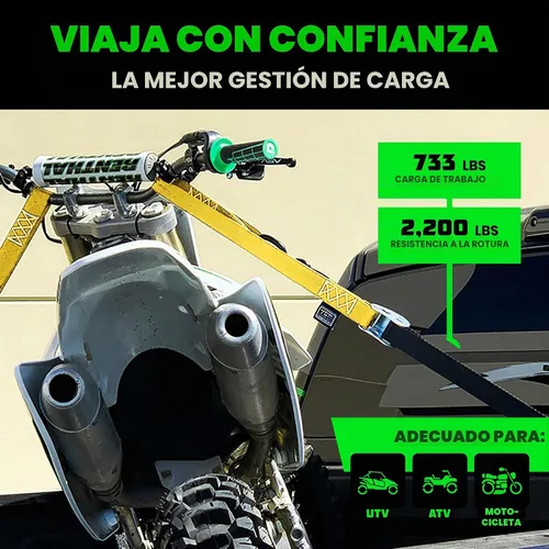 Vista 4 de Rhino USA Cambuckle - Correas de amarre para motocicleta Negro