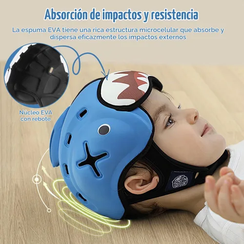 Vista 7 de Casco protector de cabeza de bebé, protector de cabeza de bebé transpirable para gatear y caminar, casco suave para bebés, anticolisión Tiburón