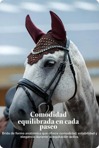 Vista 7 de HORZE Clermont - Brida ergonómica acolchada de cuero genuino para caballos, banda de nariz flash incluida, color negro, caballo