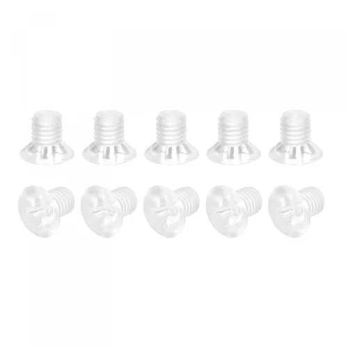 Vista 11 de uxcell Tornillos plásticos de la máquina Phillips de M4 x 19.7 ft m, pernos de máquina de cabeza plana de la PC transparentes 25pcs