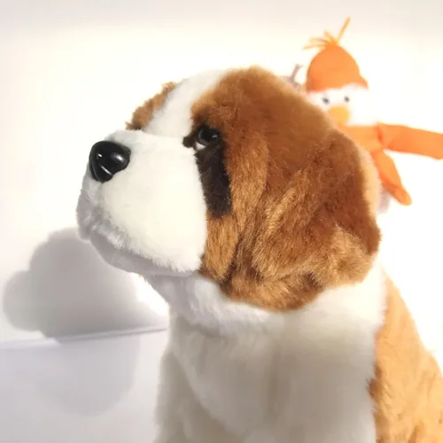 Vista 5 de JIANEEXSQ Peluche realista de perro de San Bernardo, modelo de perro siberiano realista, regalo de cumpleaños para niños