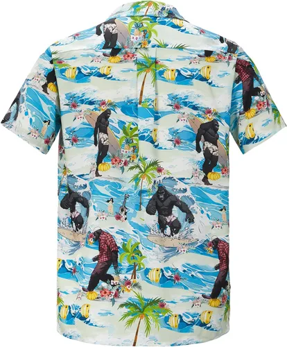 Vista 146 de Camisa hawaiana para hombre, con estampado floral, cómoda, con botones, casual, manga corta, ropa de playa para hombre