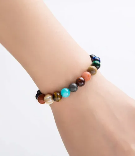 Vista 6 de Fesciory Solar System Bracelet for Women, Universe Galaxy Beaded Jewelry Azul 1