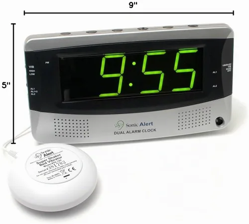 Vista 8 de Sonic Alert SBD375SSEU/USA Sonic Boom Dual Alarm Vibrating Alarm Reloj despertador