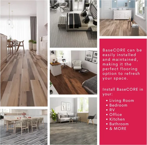 Vista 6 de LUCiDA SURFACES - Baldosas de vinilo de lujo, azulejos autoadhesivos para instalar uno mismo, 12 tablones con apariencia de madera, BaseCore - Blanc