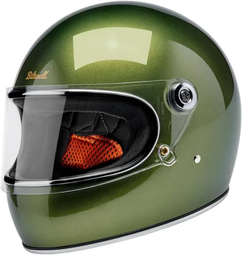 Vista 2 de Biltwell Gringo S DOT ECE R22.06 Casco de moto verde dardo metálico