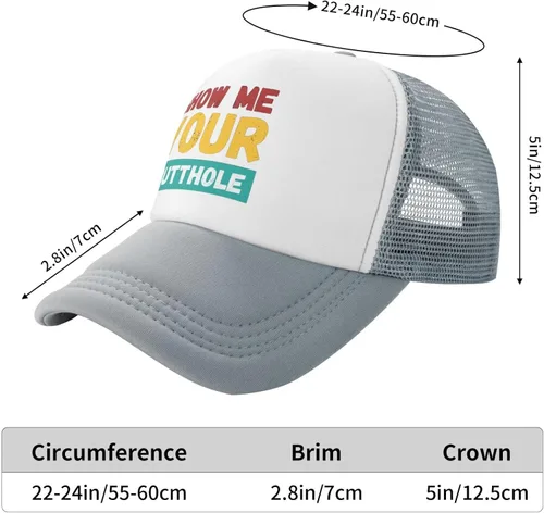 Vista 5 de Tudere Hats Baseball Cap Baseball Hat Unisex Adjustable Fashion Outdoors Mesh Hat Show_Me_Your_Butthole Caps