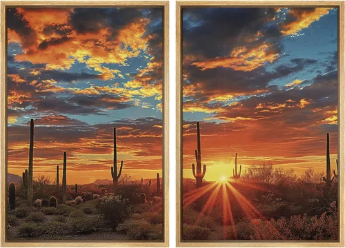 Vista 132 de Ashbrook - Set de arte de pared en lienzo enmarcado, tonos orgánicos de la tierra en beige y marrón con ilustraciones de trazos circulares, arte