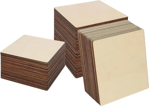 Vista 8 de 150 cuadrados de madera para manualidades, piezas de madera sin terminar de 5 x 5 pulgadas para manualidades, hojas de madera en blanco, hojas