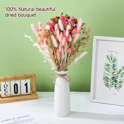 Vista 5 de DIY - Juego de flores secas naturales a granel, color rosa