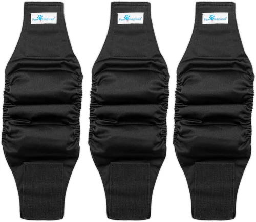 Vista 15 de Paw Inspired Banda para el vientre para perro macho, lavable, forro negro, talla XS, 3
