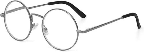 Vista 7 de Gafas de lectura redondas con marco de metal con bisagra de resorte (negro, plateado y plomo)