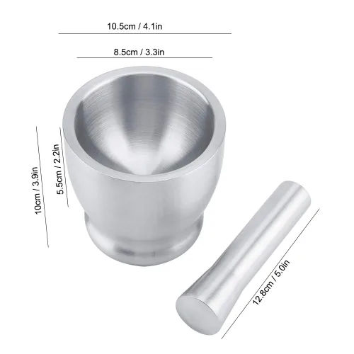 Vista 9 de Molinillo de ajo de proceso mate práctico duradero, juego de mortero de moda, semillas de sésamo para triturar y moler hierbas de ajo, especias