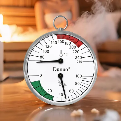 Vista 4 de Termómetro de sauna de 4 pulgadas Fahrenheit e higrómetro, montado para caja de sauna de vapor portátil, ideal