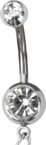 Vista 3 de Handcrafted Navel Ring Curved Barbell With Crystal Clear Rhinestone Inserts And A Clear Crystal Style Star Charm Dangle Belly Button Ring Body