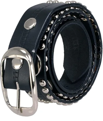 Vista 5 de Milwaukee Leather MP7131 Cinturón de motociclista de cuero negro con tachuelas cromadas con emblema de estrella, hebilla intercambiable, 1.5