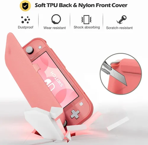 Vista 3 de ProCase Funda con tapa para Nintendo Switch Lite con 2 protectores de pantalla de vidrio templado, funda protectora delgada con cubierta frontal