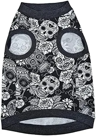 Vista 3 de Camiseta elástica de algodón sin pelo de gato negro Sculls para gato Sphynx (L)