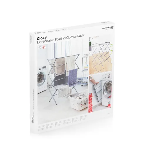 Vista 13 de Tendedero Metálico Plegable y Extensible con 3 Alturas Cloxy InnovaGoods 11 barras