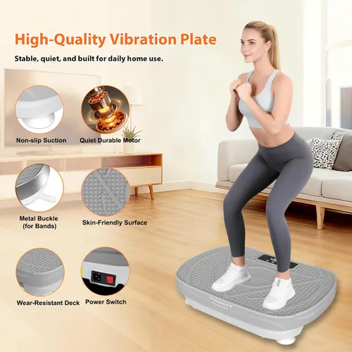 Vista 4 de Homesy Vibration Plate Exercise Machine, Vibrating Plate for Lymphatic Drainage, Full Body Shaking Workout Fitness Platform Board, Sport Gym